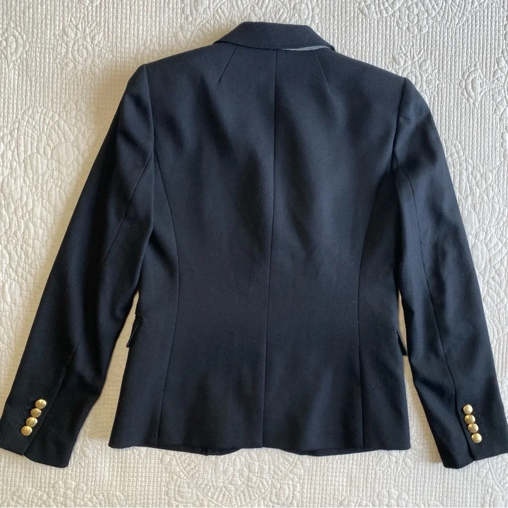 J. CREW Women’s Black Schoolboy Gold tone Buttons Wool Blazer Size 2